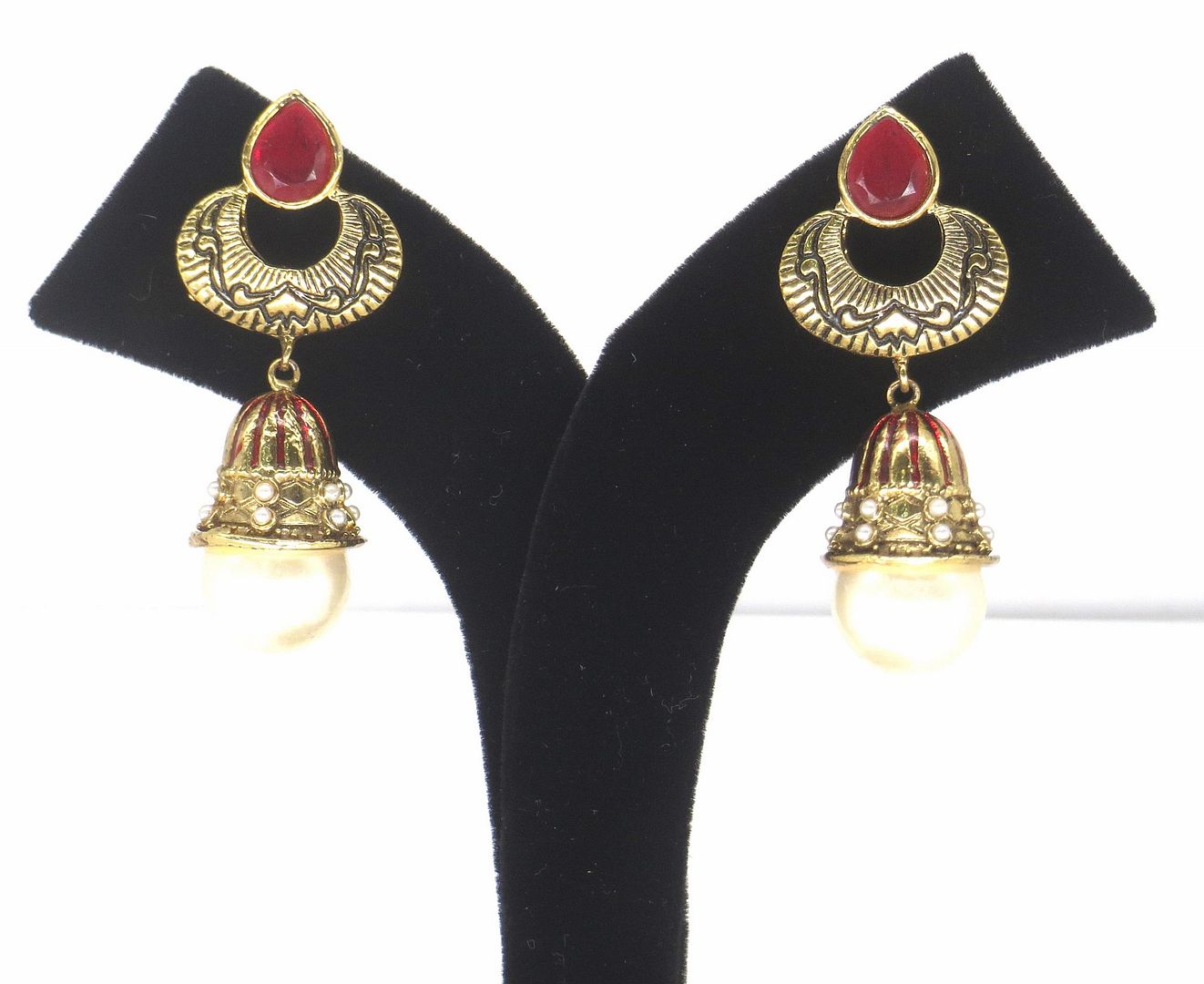 Jewelshingar Jewellery Gold Plated Pink Colour Earrings For Women ( 57213PEJ )