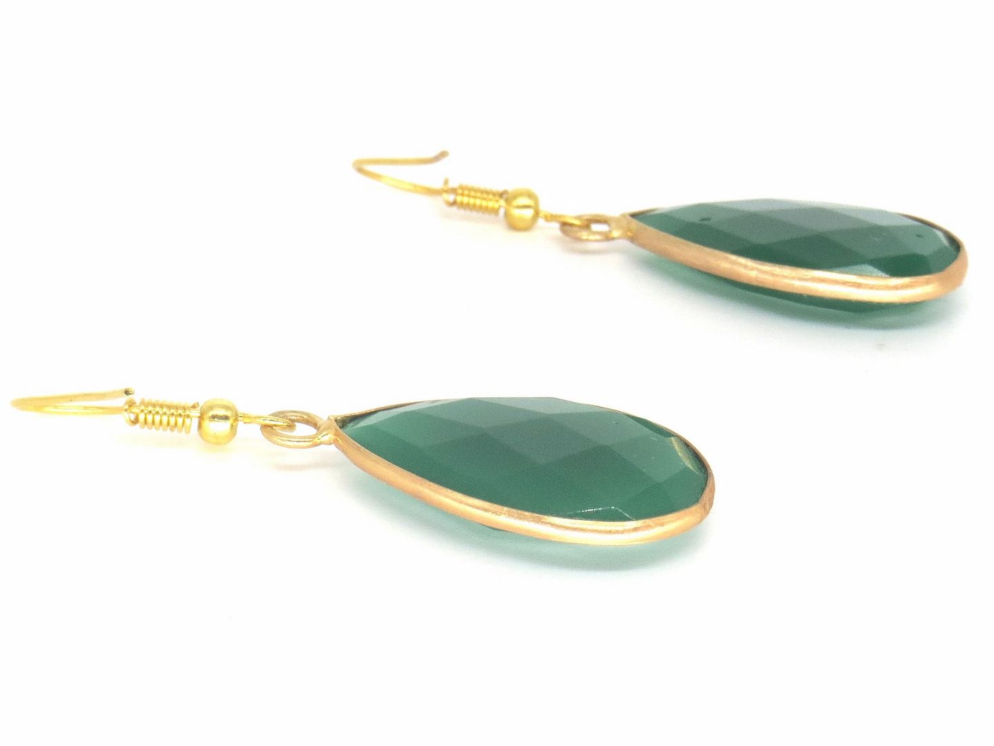 Jewelshingar Jewellery Gold Plated Green Colour Earrings For Women ( 57308URL )