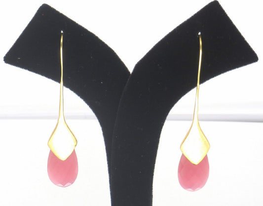 Jewelshingar Jewellery Gold Plated Pink Colour Earrings For Women ( 57316URV )