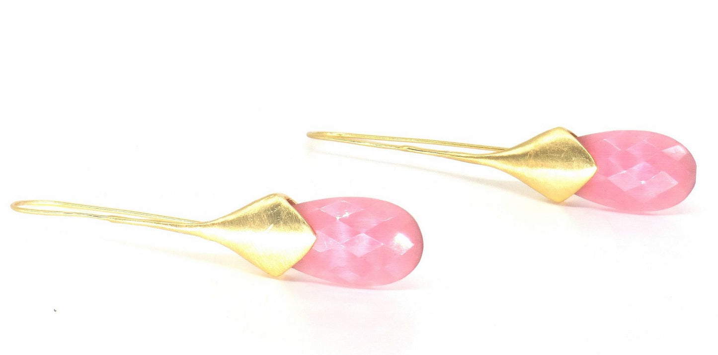 Jewelshingar Jewellery Gold Plated Pink Colour Earrings For Women ( 57316URV )