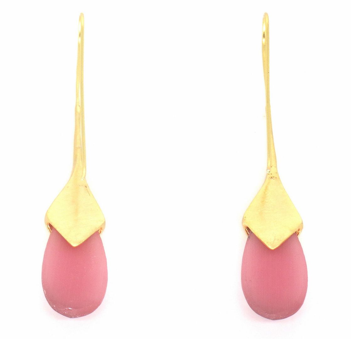 Jewelshingar Jewellery Gold Plated Pink Colour Earrings For Women ( 57316URV )