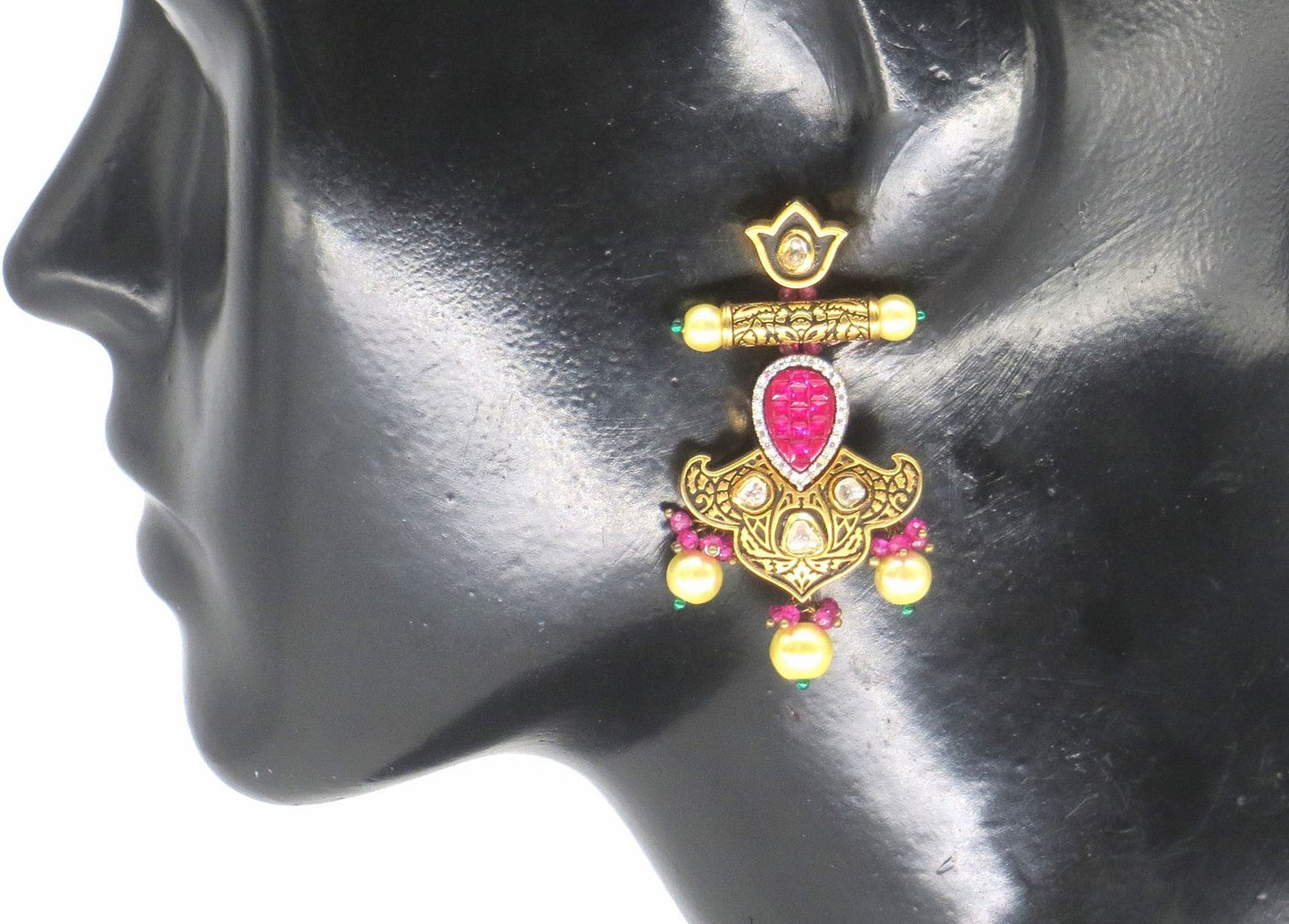 Jewelshingar Jewellery Gold Plated Pink Colour Earrings For Women ( 57353DCE )