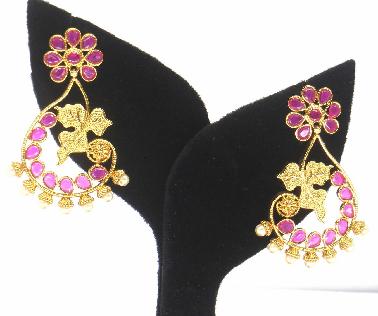 Jewelshingar Jewellery Gold Plated Pink Colour Earrings For Women ( 57419PED )