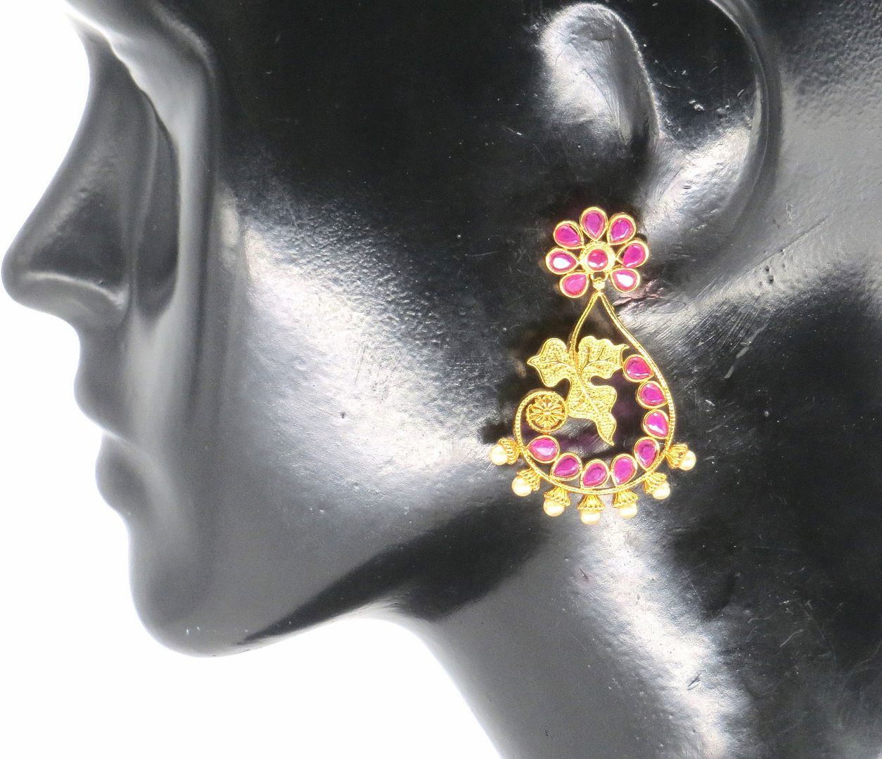 Jewelshingar Jewellery Gold Plated Pink Colour Earrings For Women ( 57419PED )