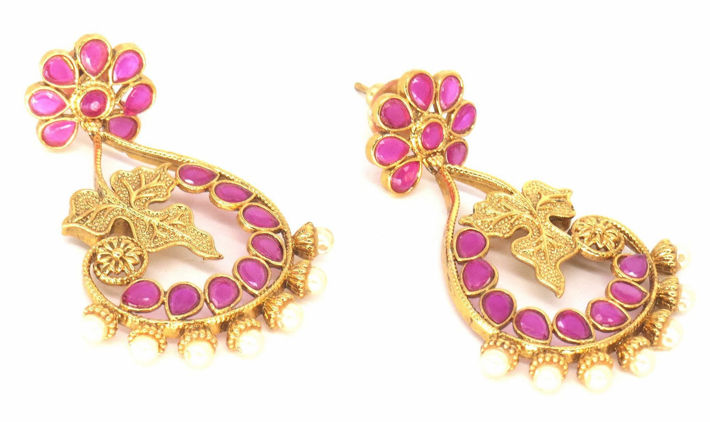 Jewelshingar Jewellery Gold Plated Pink Colour Earrings For Women ( 57419PED )