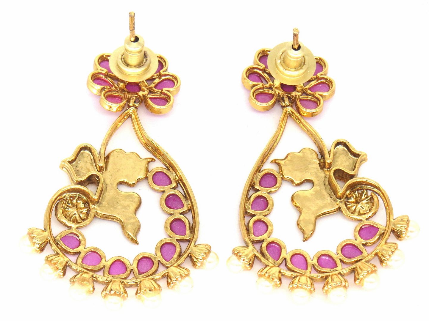 Jewelshingar Jewellery Gold Plated Pink Colour Earrings For Women ( 57419PED )