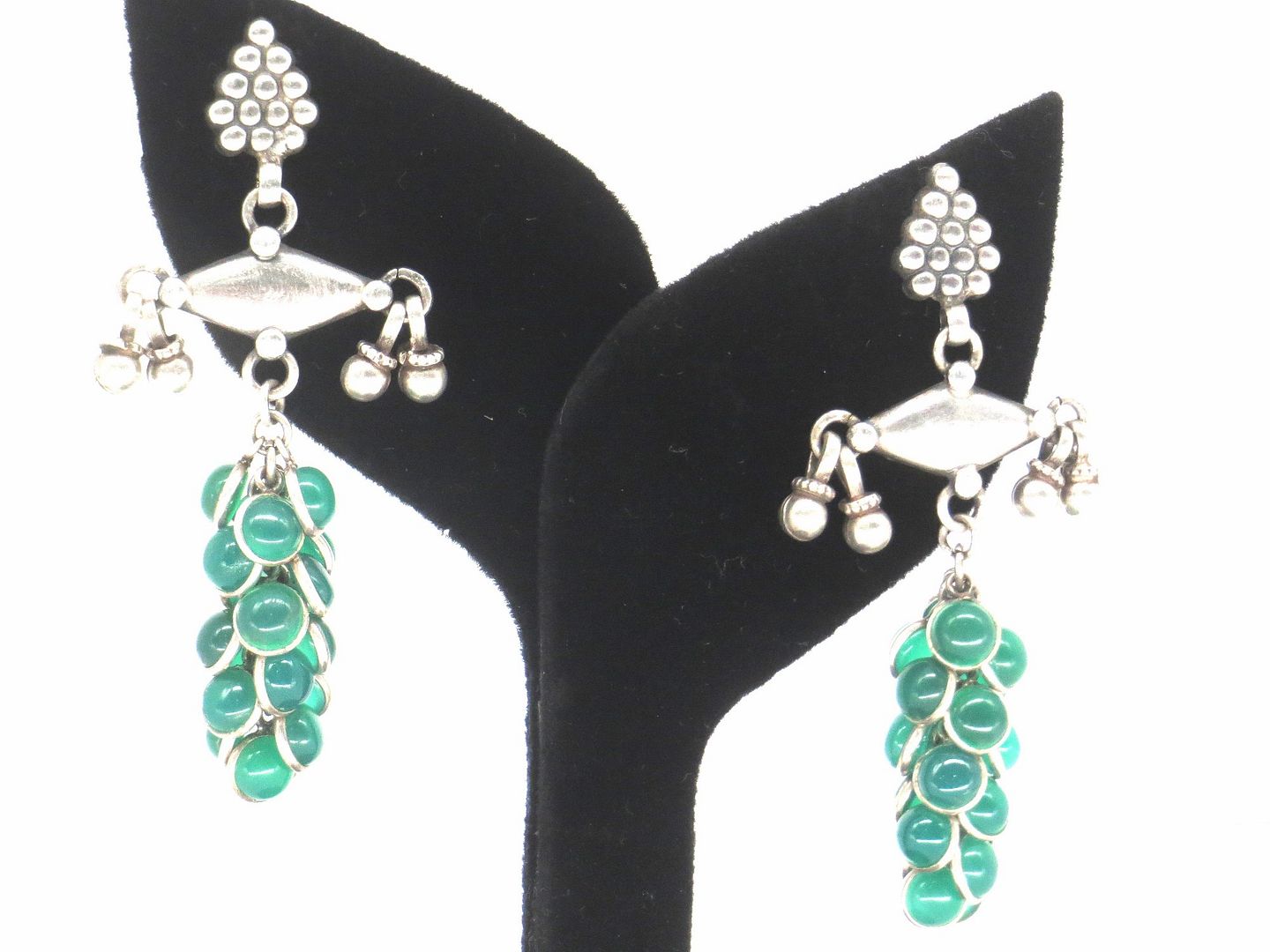 Jewelshingar Jewellery 925 Sterling Silver Plated Green Colour Earrings For Women ( 57501SSE )