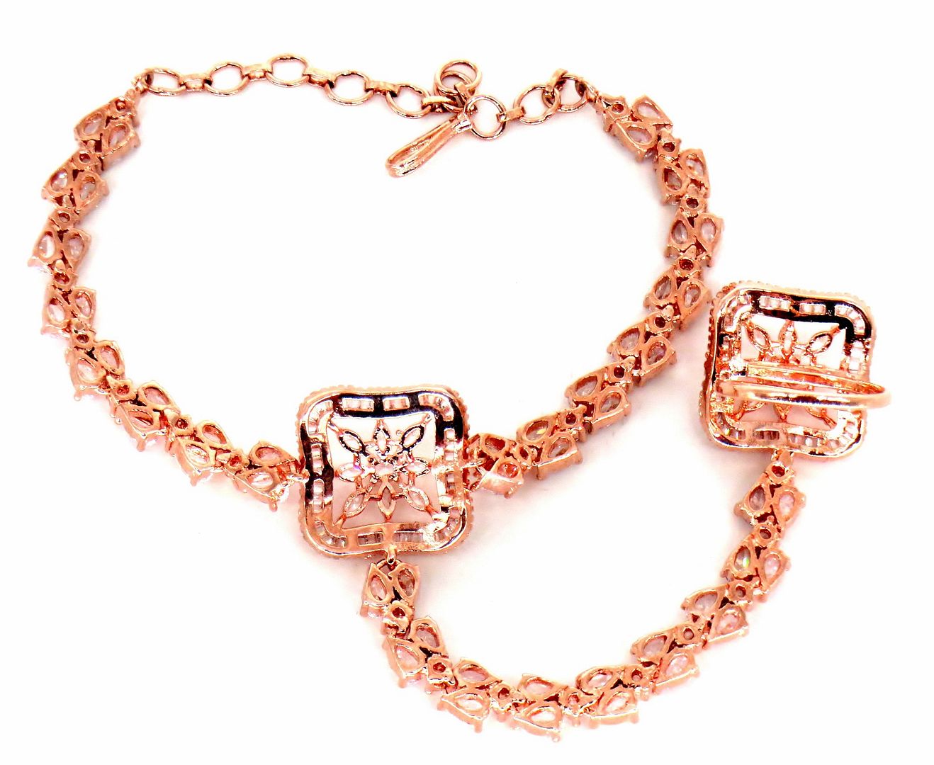 Jewelshingar Jewellery Rose Gold Plated Hathphool For Women ( 57944CBH )