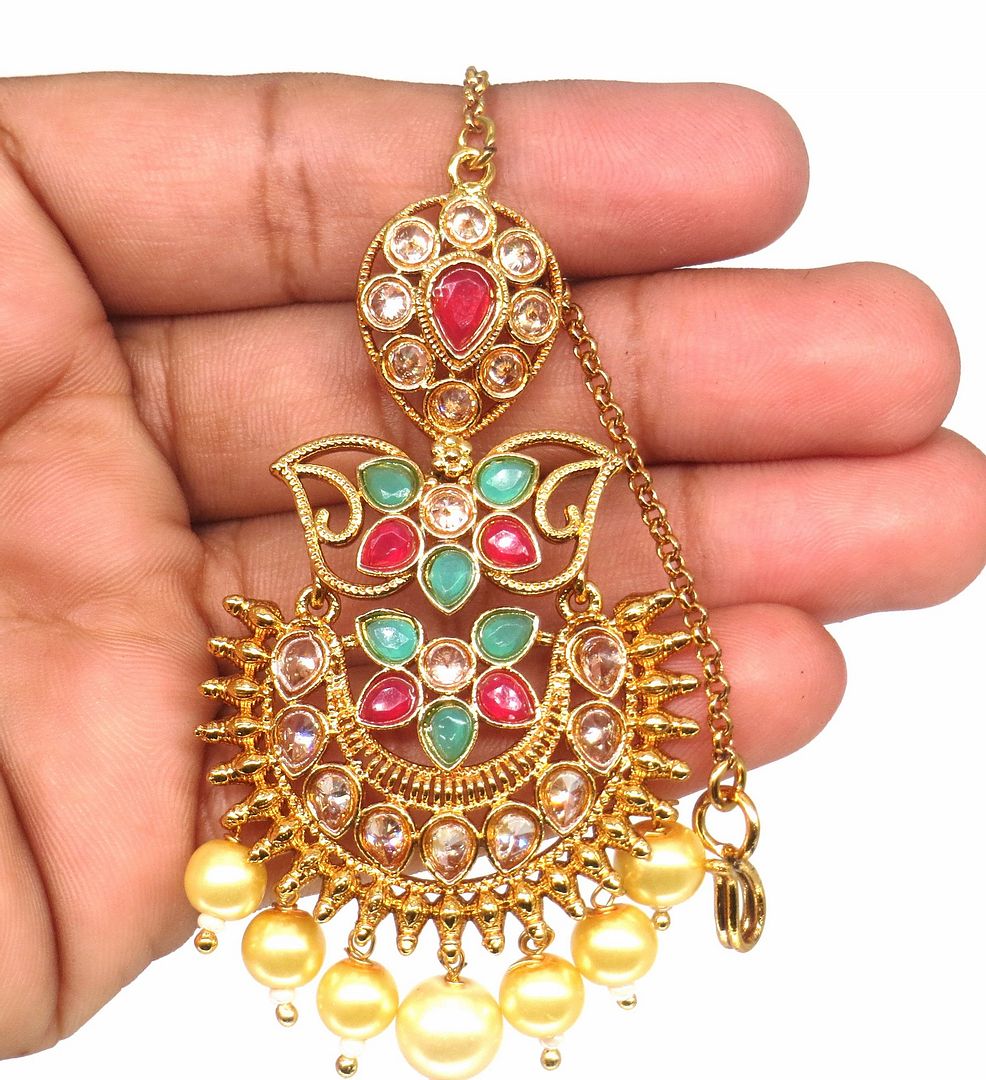 Jewelshingar Jewellery Gold Plated Polki Maangtikka For Women ( 58141MTP )