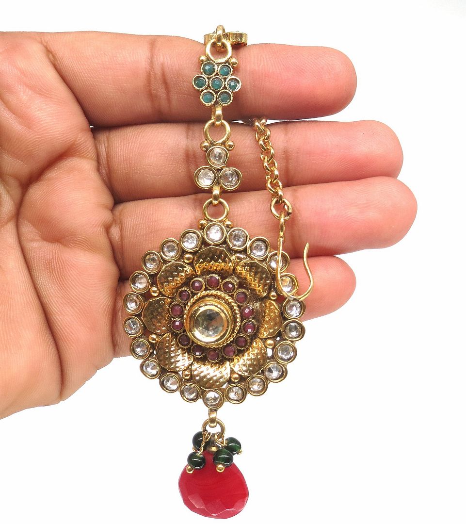 Jewelshingar Jewellery Gold Plated Polki Maangtikka For Women ( 58149MTP )