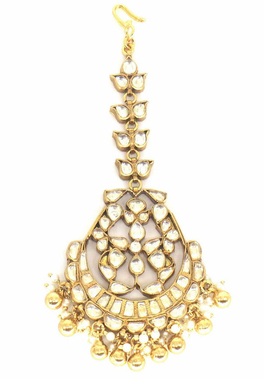 Jewelshingar Jewellery Gold Plated Kundan Maangtikka For Women ( 58175MTK )