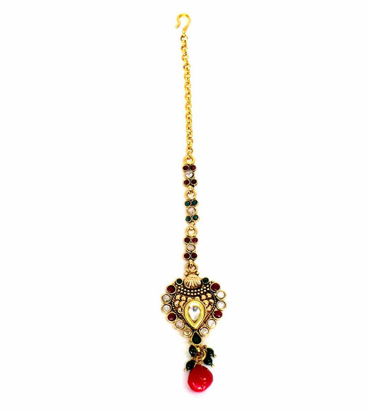 Jewelshingar Jewellery Gold Plated Polki Maangtikka For Women ( 58197MTP )