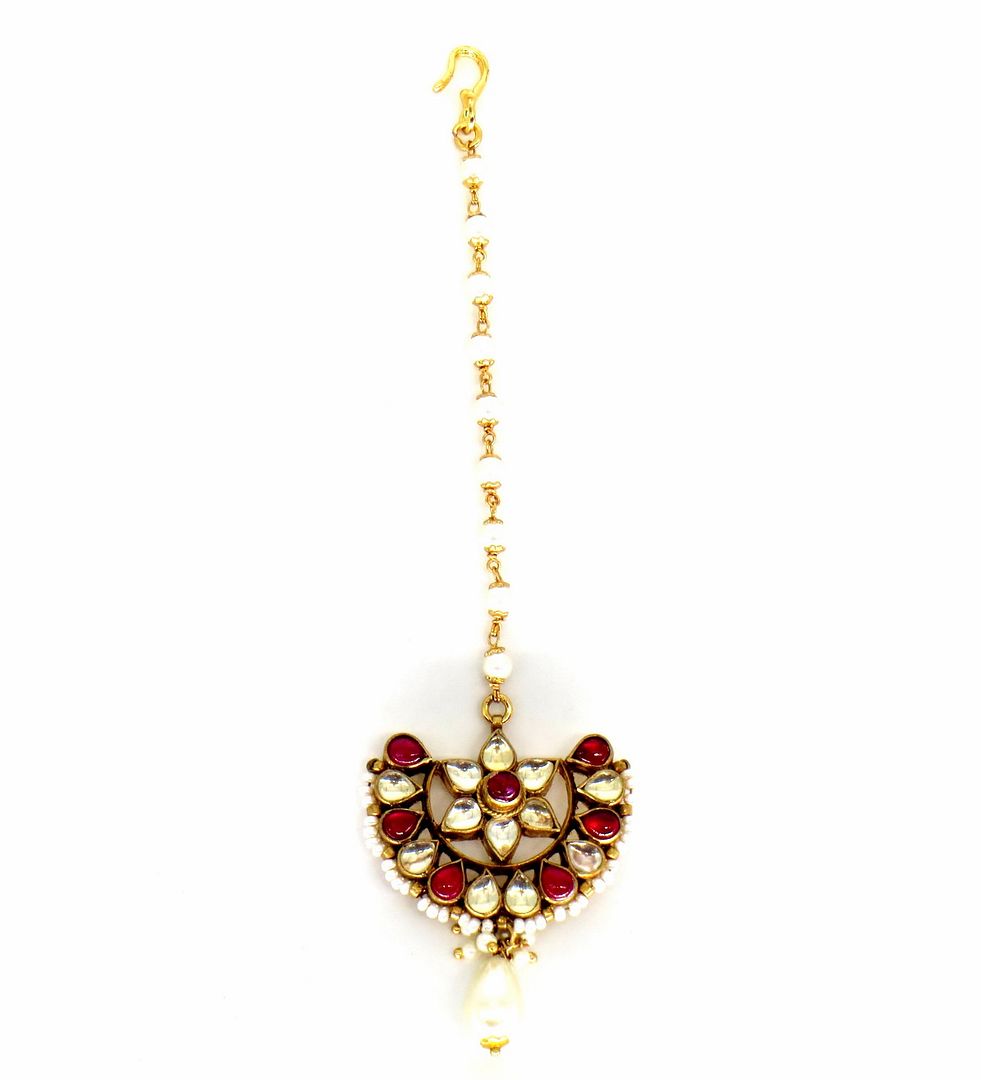 Jewelshingar Jewellery Gold Plated Kundan Maangtikka For Women ( 58259MTK )