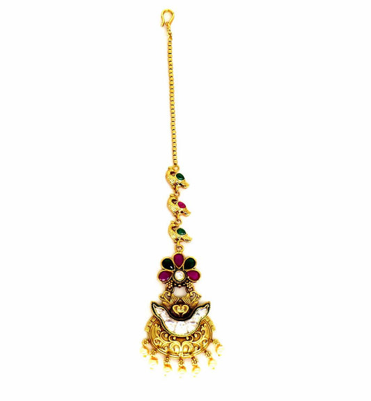 Jewelshingar Jewellery Gold Plated Kundan Maangtikka For Women ( 58273MTK )