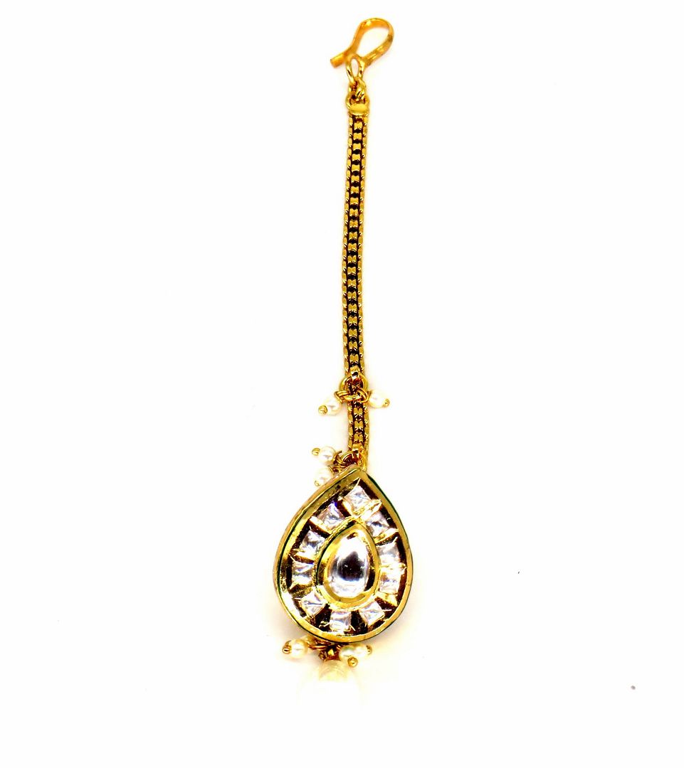 Jewelshingar Jewellery Gold Plated Kundan  borla For Women ( 58304BTK )