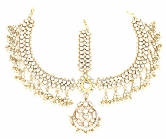 Jewelshingar Jewellery Gold Plated Polki  Matha Patti For Women ( 58407MPK )