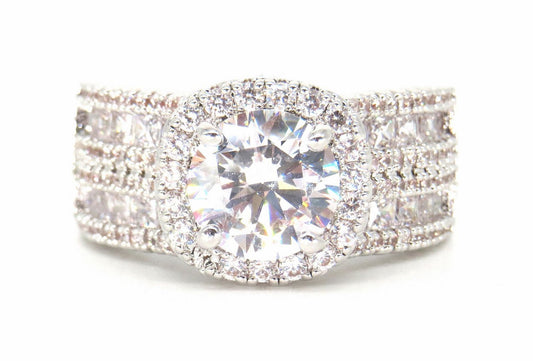 Jewelshingar Jewellery Fine 925 Silver Plated Austrian Diamond Solitare Look Ring In Beautiful Jewellery Box For Gifting For Woman ( 58493RIN )