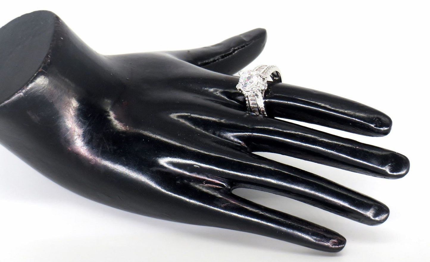 Jewelshingar Jewellery Fine 925 Silver Plated Austrian Diamond Solitare Look Ring In Beautiful Jewellery Box For Gifting For Woman ( 58508RIN )