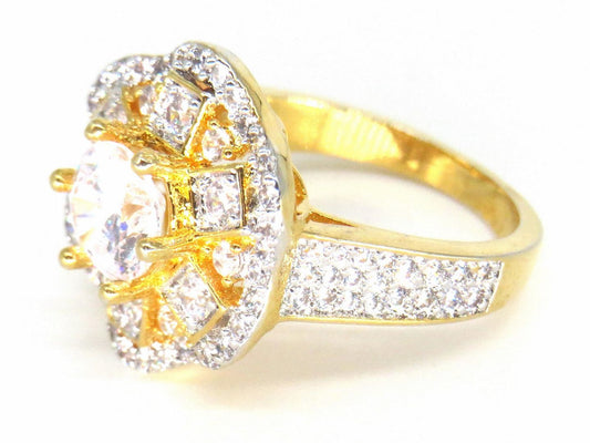 Jewelshingar Jewellery American Diamond Clear Colour Size 12 Gold Plated Ring For Girls ( 58663RIN )