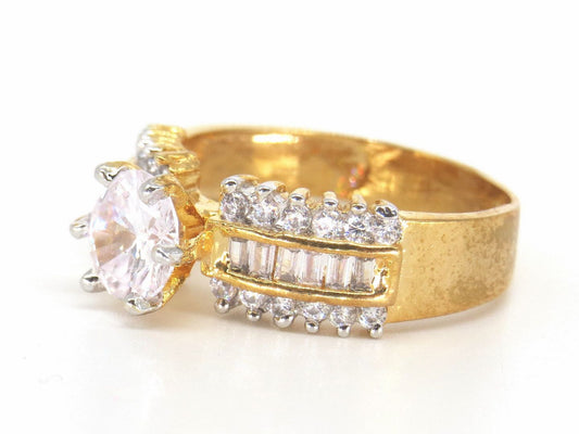 Jewelshingar Jewellery American Diamond Clear Colour Size 18 Gold Plated Ring For Girls ( 58682RIN )