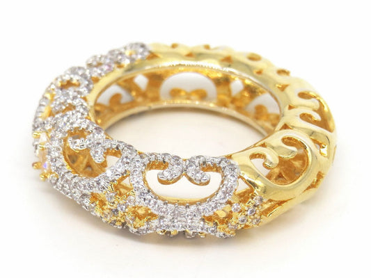 Jewelshingar Jewellery American Diamond Clear Colour Size 15 Gold Plated Ring For Girls ( 58704RIN )