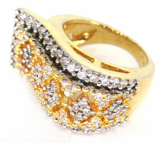 Jewelshingar Jewellery American Diamond Clear Colour Size 14 Gold Plated Ring For Girls ( 58709RIN )