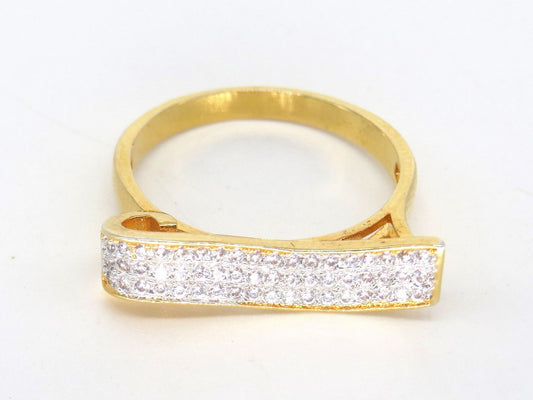 Jewelshingar Jewellery American Diamond Clear Colour Size 13 Gold Plated Ring For Girls ( 58816RIN )