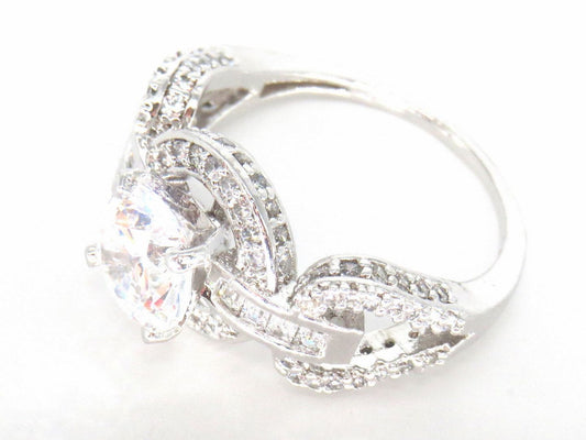 Jewelshingar Jewellery American Diamond Clear Colour Size 16 Silver Plated Ring For Girls ( 58874RIN )