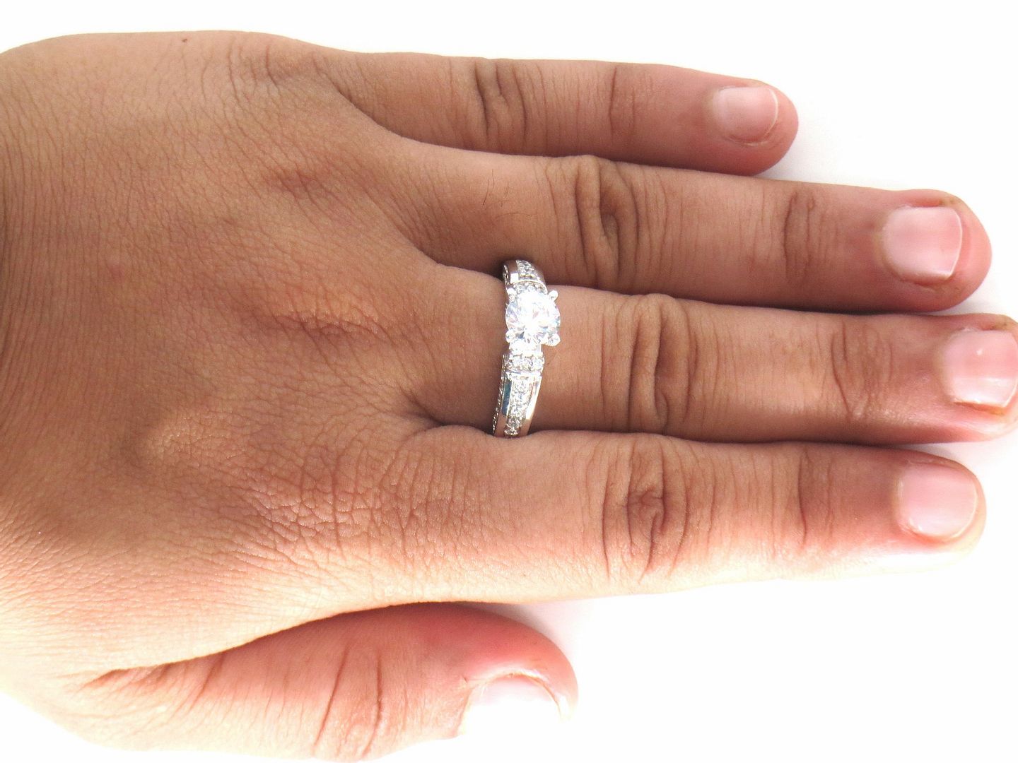 Jewelshingar Jewellery American Diamond Clear Colour Size 14 Silver Plated Ring For Girls ( 58888RIN )