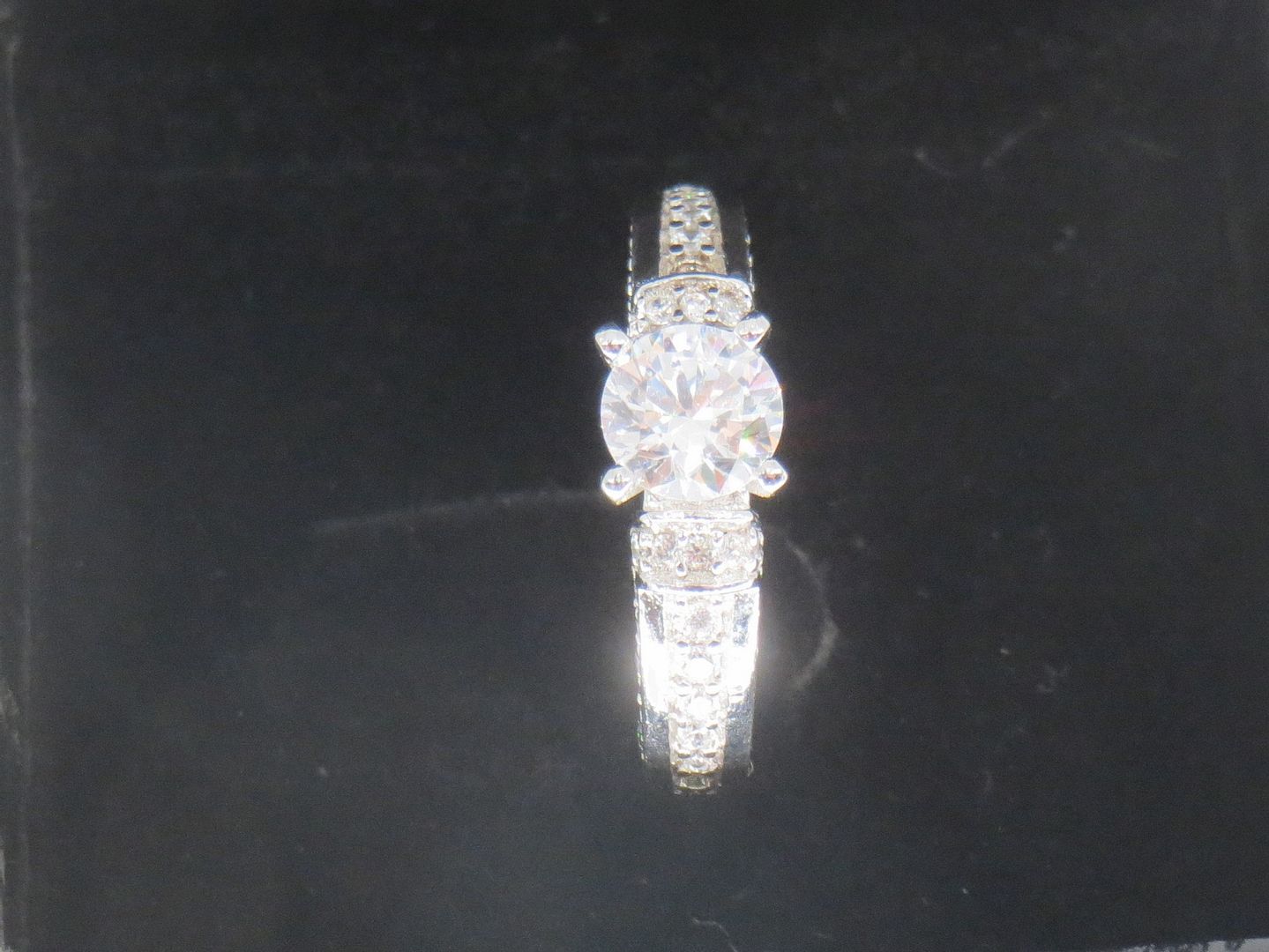 Jewelshingar Jewellery American Diamond Clear Colour Size 14 Silver Plated Ring For Girls ( 58888RIN )