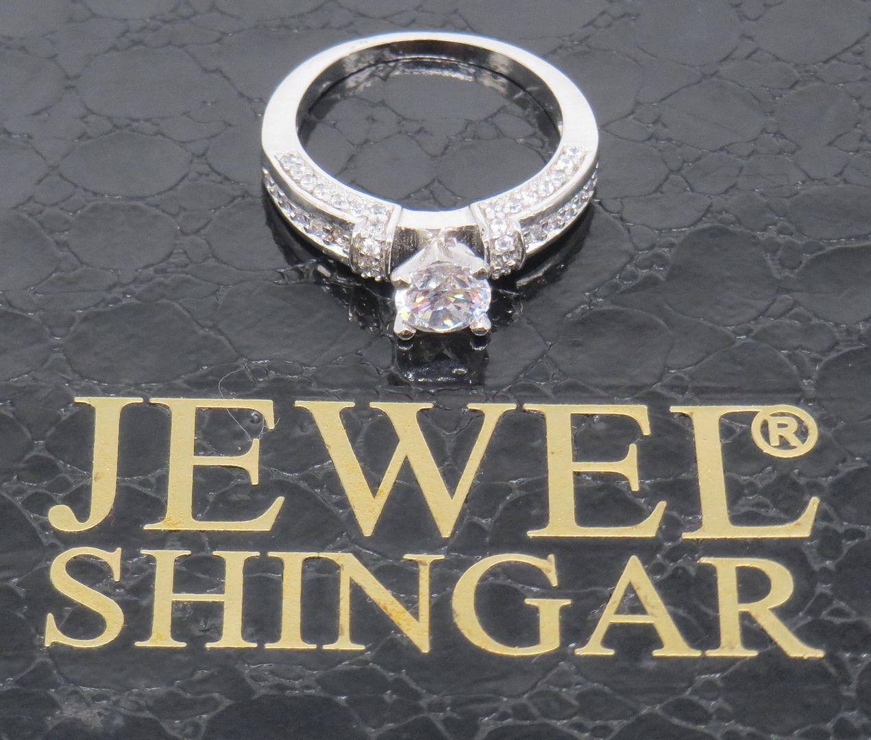 Jewelshingar Jewellery American Diamond Clear Colour Size 14 Silver Plated Ring For Girls ( 58888RIN )