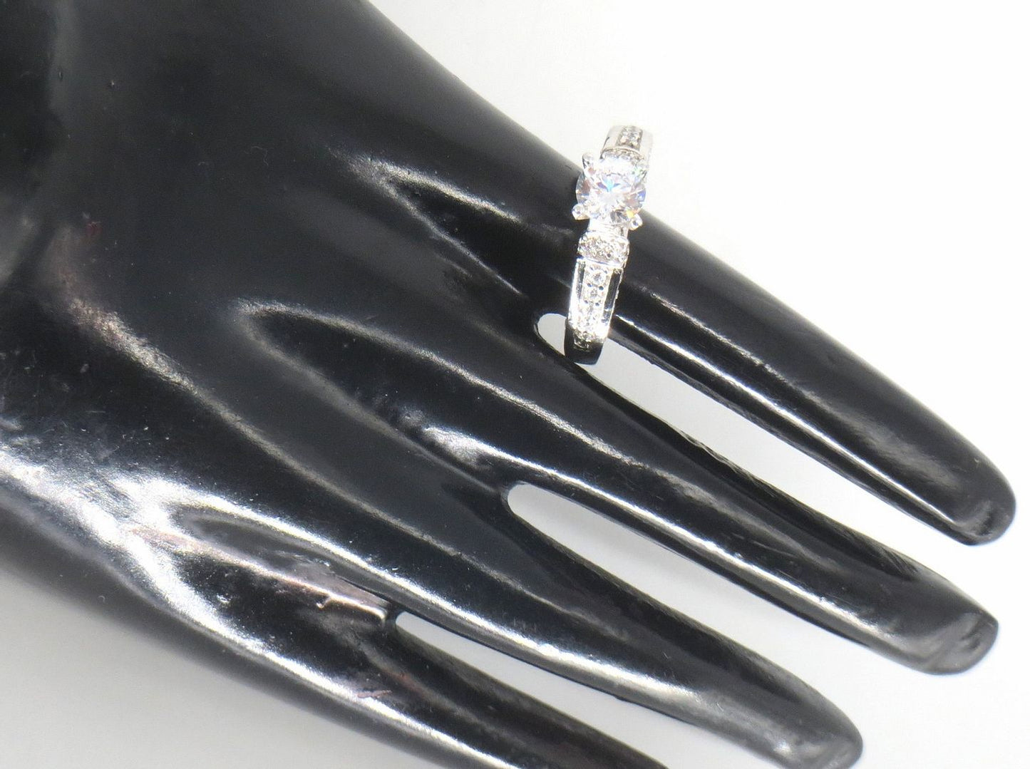 Jewelshingar Jewellery American Diamond Clear Colour Size 14 Silver Plated Ring For Girls ( 58888RIN )