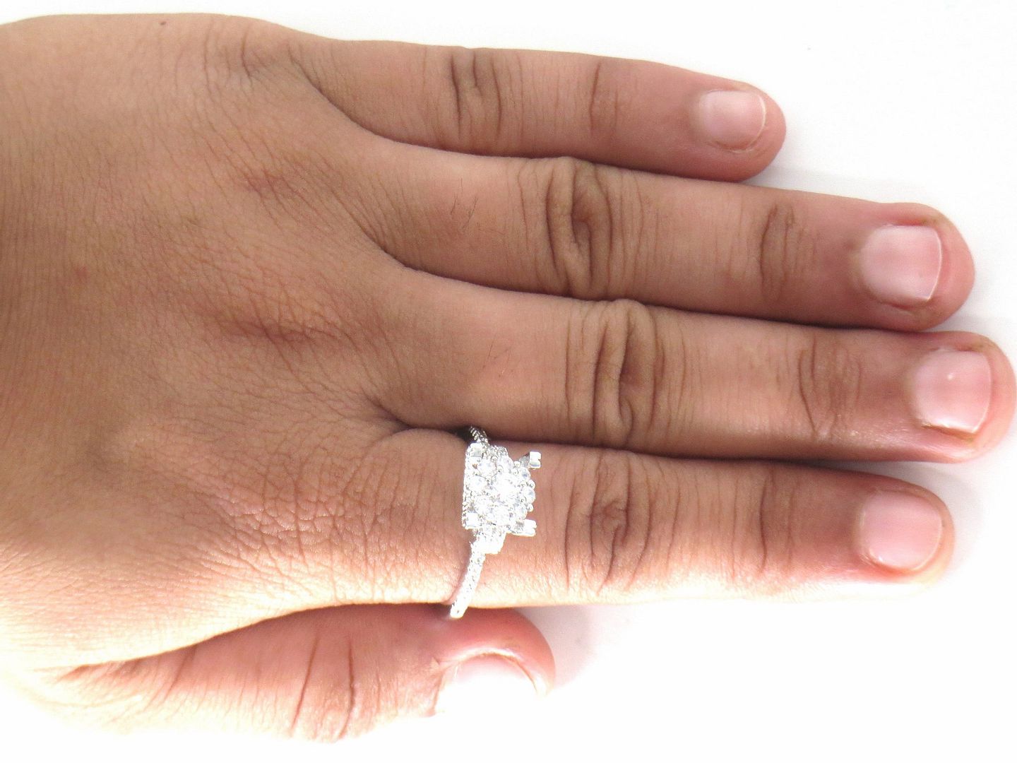 Jewelshingar Jewellery American Diamond Clear Colour Size 16 Silver Plated Ring For Girls ( 58904RIN )