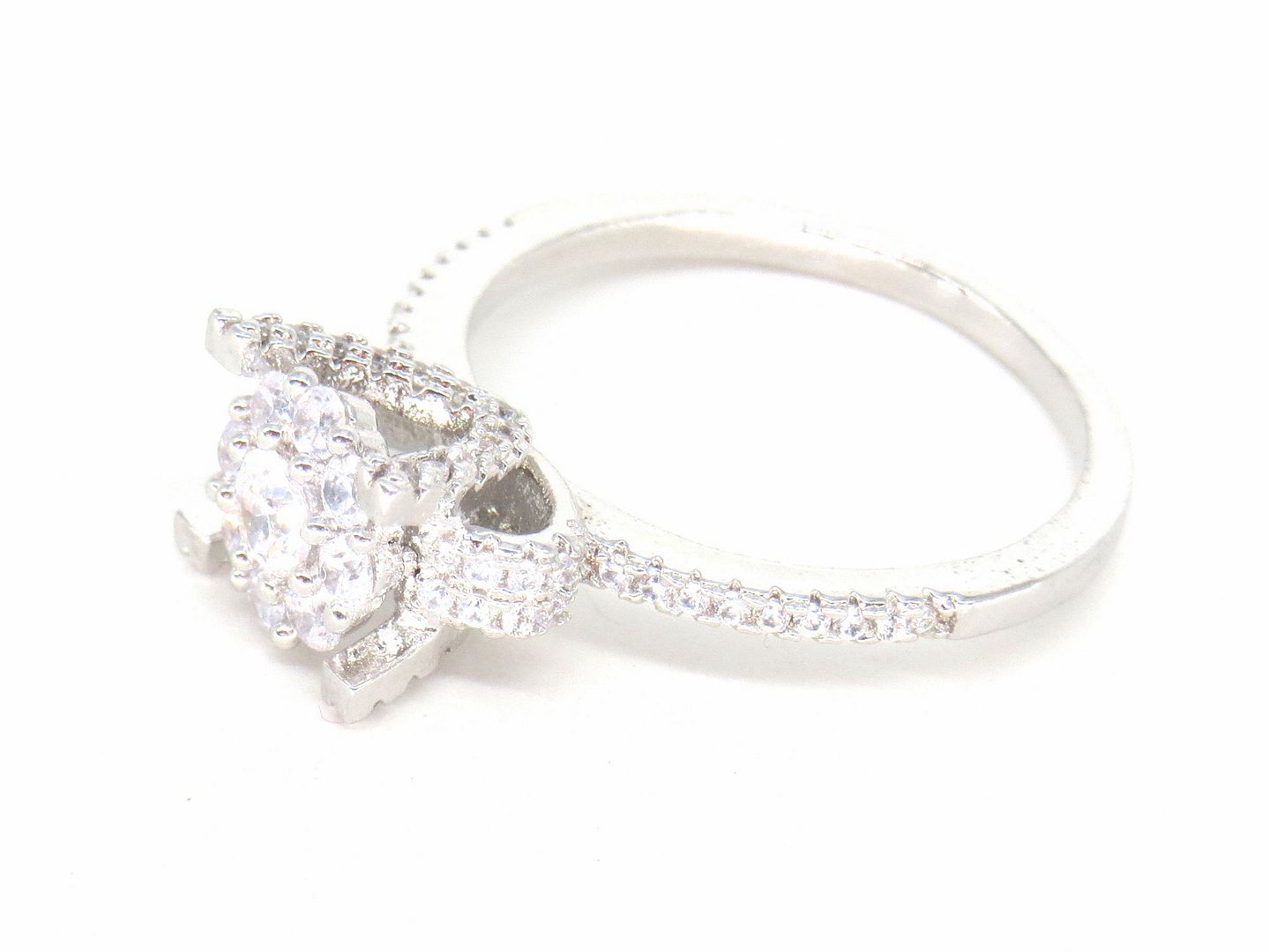 Jewelshingar Jewellery American Diamond Clear Colour Size 16 Silver Plated Ring For Girls ( 58904RIN )