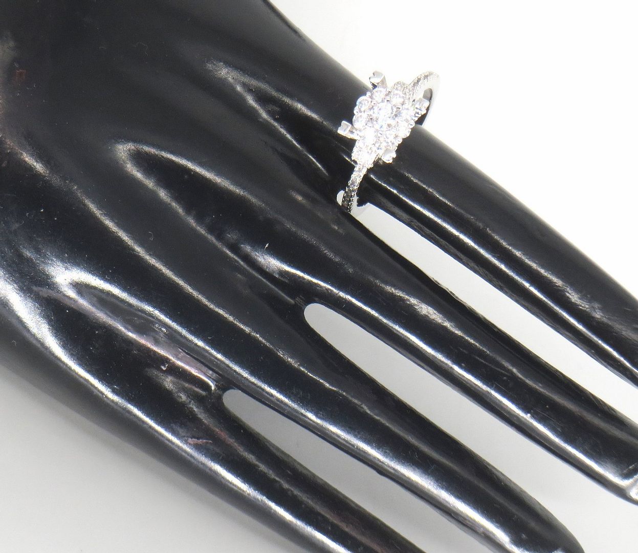 Jewelshingar Jewellery American Diamond Clear Colour Size 16 Silver Plated Ring For Girls ( 58904RIN )