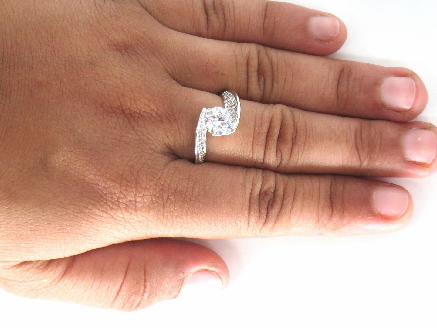 Jewelshingar Jewellery American Diamond Clear Colour Size 14 Silver Plated Ring For Girls ( 58922RIN )