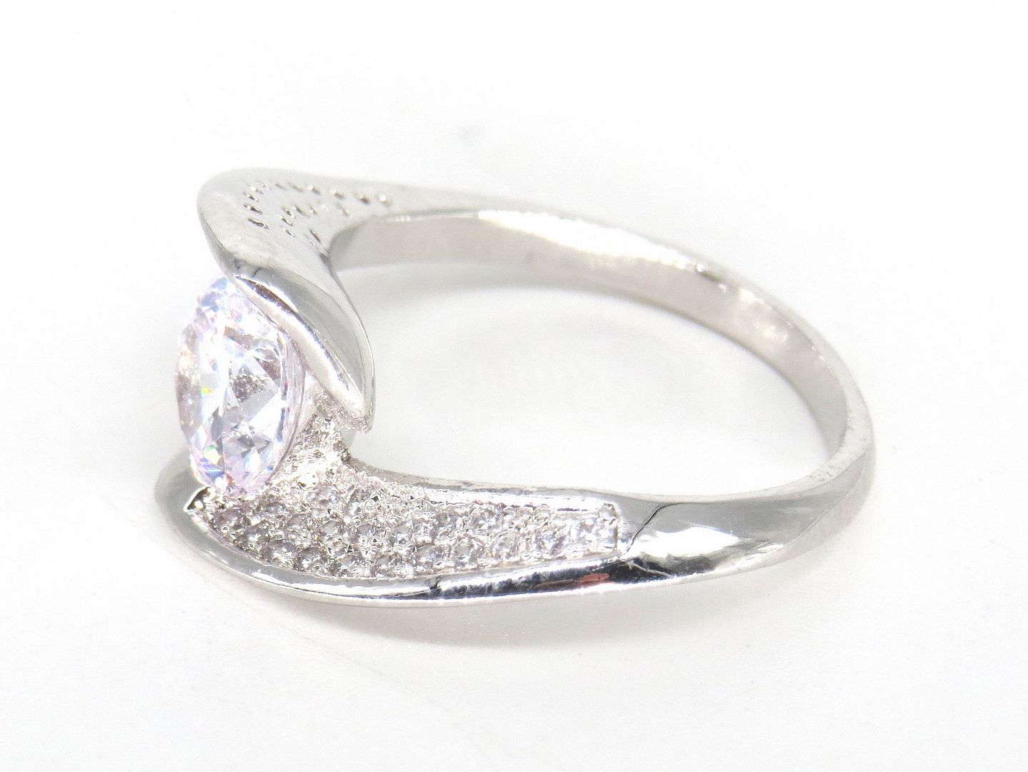Jewelshingar Jewellery American Diamond Clear Colour Size 14 Silver Plated Ring For Girls ( 58922RIN )
