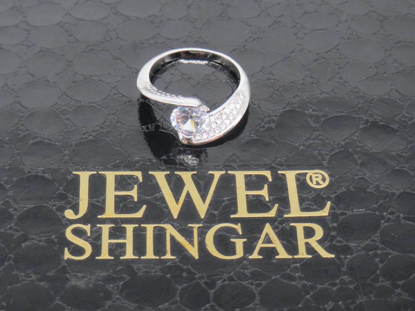 Jewelshingar Jewellery American Diamond Clear Colour Size 14 Silver Plated Ring For Girls ( 58922RIN )