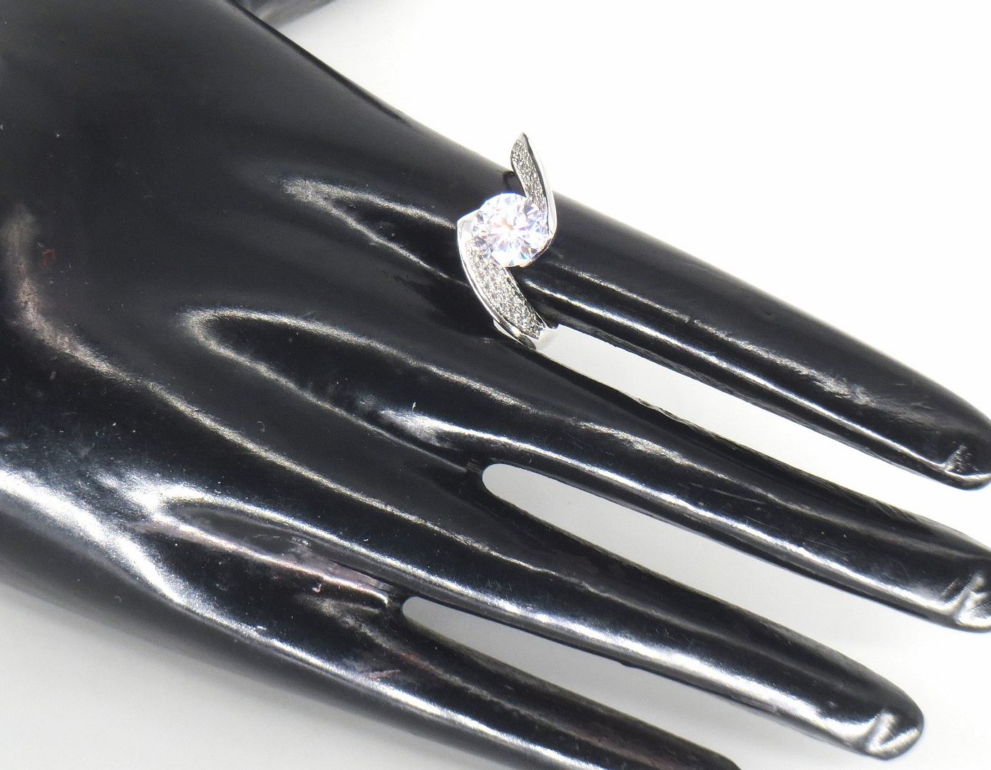 Jewelshingar Jewellery American Diamond Clear Colour Size 14 Silver Plated Ring For Girls ( 58922RIN )
