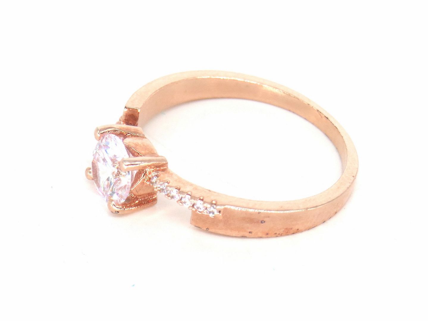 Jewelshingar Jewellery American Diamond Clear Colour Size 16 Rose Gold Plated Ring For Girls ( 58946RIN )