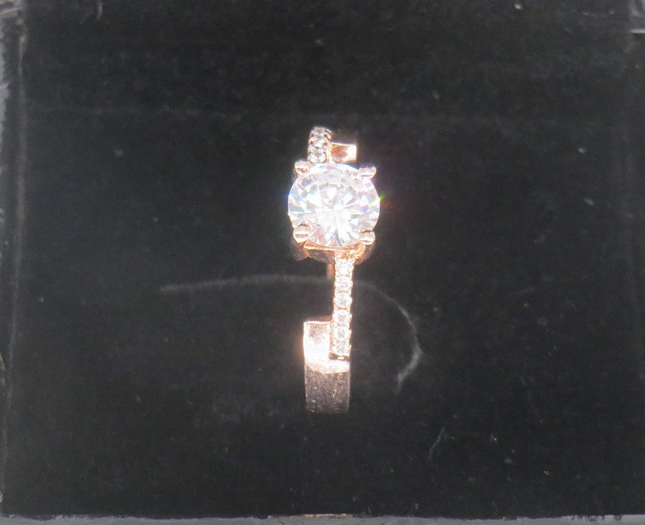 Jewelshingar Jewellery American Diamond Clear Colour Size 16 Rose Gold Plated Ring For Girls ( 58946RIN )
