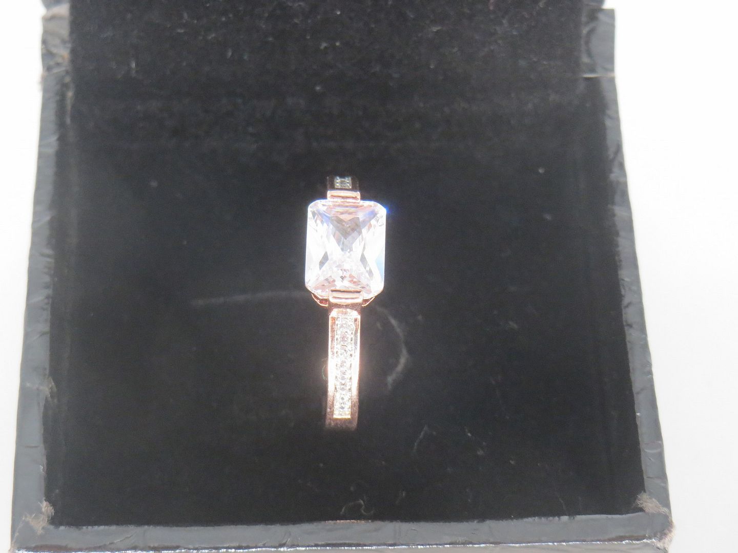 Jewelshingar Jewellery American Diamond Clear Colour Size 16 Rose Gold Plated Ring For Girls ( 58956RIN )