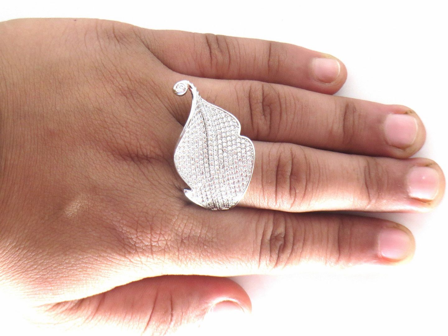 Jewelshingar Jewellery American Diamond Clear Colour Size 14 Silver Plated Ring For Girls ( 58997RIN )