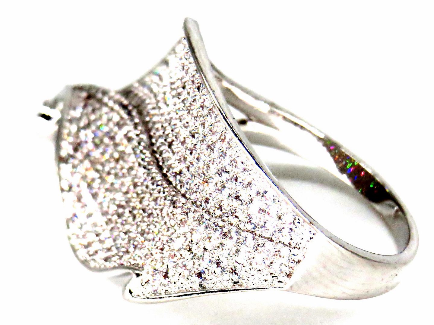 Jewelshingar Jewellery American Diamond Clear Colour Size 14 Silver Plated Ring For Girls ( 58997RIN )