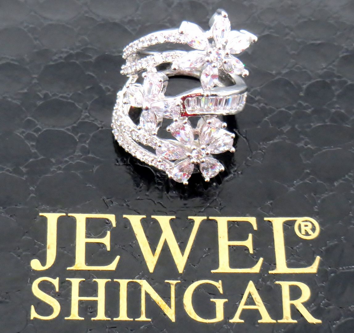 Jewelshingar Jewellery American Diamond Clear Colour Size 12 Silver Plated Ring For Girls ( 59021RIN )
