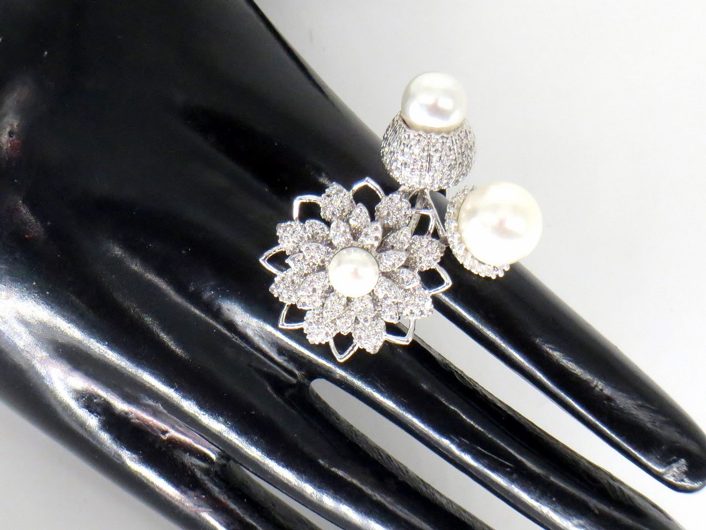 Jewelshingar Jewellery American Diamond White Colour Size 13 Silver Plated Ring For Girls ( 59035RIN )