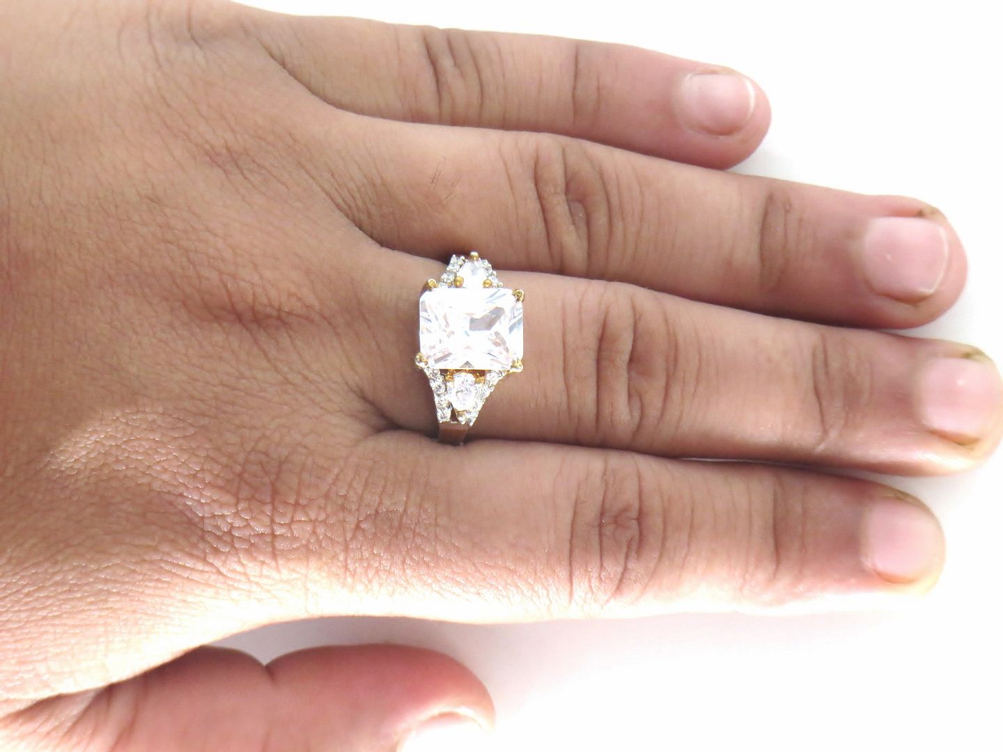 Jewelshingar Jewellery American Diamond Clear Colour Size 15 Gold Plated Ring For Girls ( 59062RIN )