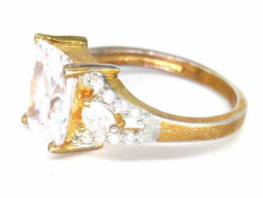 Jewelshingar Jewellery American Diamond Clear Colour Size 15 Gold Plated Ring For Girls ( 59062RIN )