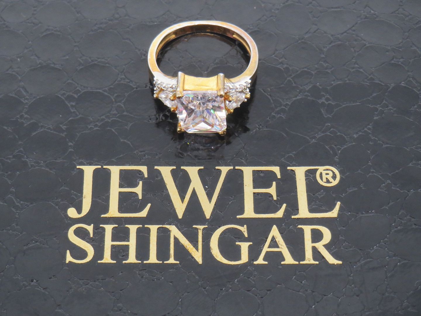 Jewelshingar Jewellery American Diamond Clear Colour Size 15 Gold Plated Ring For Girls ( 59062RIN )