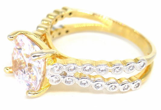 Jewelshingar Jewellery American Diamond Clear Colour Size 12 Gold Plated Ring For Girls ( 59082RIN )